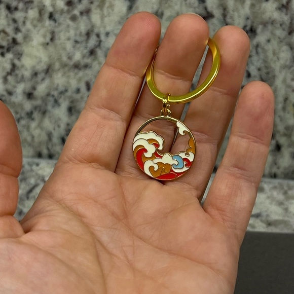 3/$12 Ocean Waves Hokusai Beach Keychain Key Ring - Picture 3 of 5